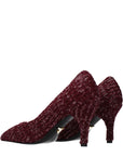 Prada Melange Knitted Pointed Toe Pumps - Burgundy Red
