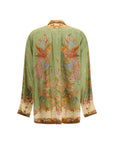 Zimmermann Indra Printed Pattern Silk Shirt - Multicolor/Green