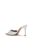 Amina Muaddi Camelia Leather Mule Sandals - White