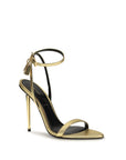 Tom Ford Padlock Pointy Naked Leather Stiletto Heel Sandals - Gold