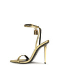 Tom Ford Padlock Pointy Naked Leather Stiletto Heel Sandals - Gold
