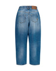 Balmain Relaxed Fit Barrel Leg Denim Jeans - Mid-Light Wash Blue