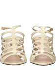 Tom Ford Crocodile Embossed Leather Stiletto Heel Sandals - Ivory/Light Beige