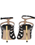 Tom Ford Crocodile Embossed Leather Stiletto Heel Sandals - Black