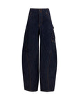 Self-Portrait Barrel Leg Cargo Jeans - Indigo Blue