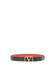 Valentino Garavani VLogo Reversible Leather Belt - Black & Red