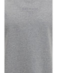 Balmain Cotton Embroidered Logo T-Shirt - Gray/Grey