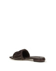 Miu Miu Matelassé Leather Flat Sandals - Brown