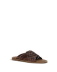 Miu Miu Woven Leather Flat Sandals - Dark Brown