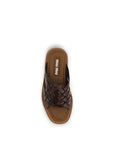 Miu Miu Woven Leather Flat Sandals - Dark Brown