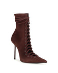 LE SILLA Colette Lace-Up Leather Stiletto Heel Boots - Dark Brown
