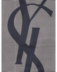 Saint Laurent Silk Striped Cassandre Scarf - Blue