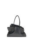 The Attico La Passeggiata Leather Medium Top Handle Handbag- Black