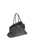 The Attico La Passeggiata Leather Medium Top Handle Handbag - Black
