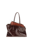 The Attico La Passeggiata Croc Embossed Leather Medium Top Handle Handbag - Two-Tone