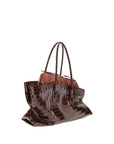 The Attico La Passeggiata Croc Embossed Leather Medium Top Handle Handbag - Two-Tone