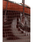The Attico La Passeggiata Croc Embossed Leather Medium Top Handle Handbag - Bordeaux
