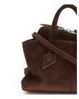 The Attico La Passeggiata Suede Leather Mini Top Handle Handbag - Chocolate Brown