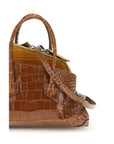 The Attico La Passeggiata Croc Embossed Leather Mini Top Handle Handbag - Tan Brown