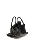 The Attico La Passeggiata Croc Embossed Leather Mini Top Handle Handbag - Black