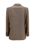 Chloé Wool Checkered Double-Breasted Blazer - Taupe