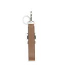 Prada Leather Saffiano Triangle Keyring - Tan Brown