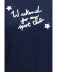 Max Mara Embroidered Short Sleeve Cotton Knit Top - Blue