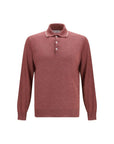 Brunello Cucinelli Cashmere Long Sleeve Polo Top - Vintage Red