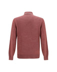 Brunello Cucinelli Silk-Cashmere Long Sleeve Polo Top - Vintage Red