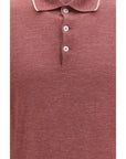 Brunello Cucinelli Silk-Cashmere Long Sleeve Polo Top - Vintage Red