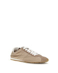 Miu Miu Plume Suede Leather Low Top Sneakers - Cool Beige