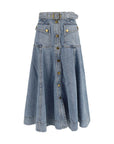 Zimmermann Midi Cargo Denim Skirt - Vintage Blue