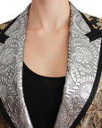 Dolce & Gabbana Silver & Gold Baroque Floral Jacquard Single-Breasted Blazer