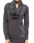 Montana Blu Cowl Neck Wool Sweater - Gray/Grey - Made In Italy