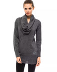 Montana Blu Cowl Neck Wool Sweater - Gray/Grey - Made In Italy