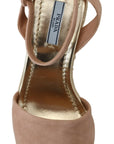 Prada Suede Leather Ankle Strap Espadrille Wedge Sandals - Powder Pink