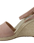 Prada Suede Leather Ankle Strap Espadrille Wedge Sandals - Powder Pink