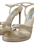 Prada Gold Leather Stiletto Heels
