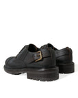 Brown Leather Lace-Up Derby Shoes