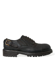 Brown Leather Lace-Up Derby Shoes