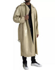 Bottega Veneta Leather Hooded Trench Coat Jacket
