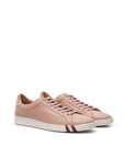 Bally Grained Leather Sneakers - Powder Pink/Bordeaux Stripe