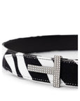 Tom Ford Black And White Zebra Stripe Leather Belt