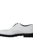 Dolce & Gabbana White Leather Derby Dress Shoes