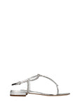 Miu Miu Embellished Silver Flat Sandals