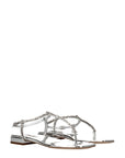 Miu Miu Embellished Silver Flat Sandals