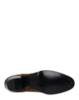 Celine Brown Leather Men Heeled Ankle Boots