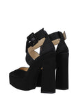 Jimmy Choo Black Leather Platform Heeled Sandals