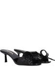embellished knot patent leather kitten heel sandals
