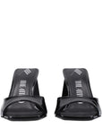 The Attico Devon Patent Leather Heeled Mule Sandals - Black